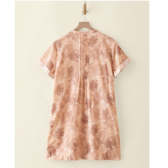 Faherty Linen Gemina Shift Dress Blue Blush Pink Palm Print Short Sleeve Size S - Picture 11 of 16